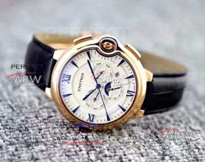 Perfect Replica Cartier Ballon Bleu De Moon Watches Rose Gold White Face